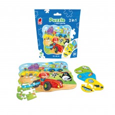 Puzzle in stand-up pouch 2 in 1 «Cars»