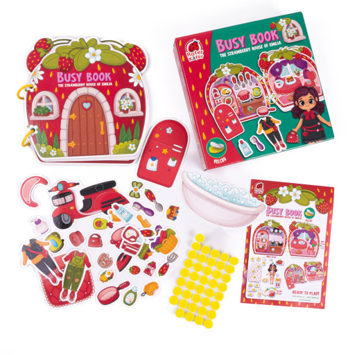 Zajęta książeczka zapinana na rzep. Dom truskawek Emilii.