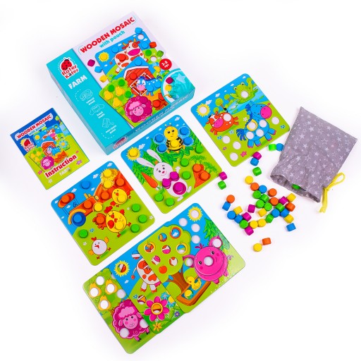 Educational  game «Wooden mosaic with pouch. Farm»